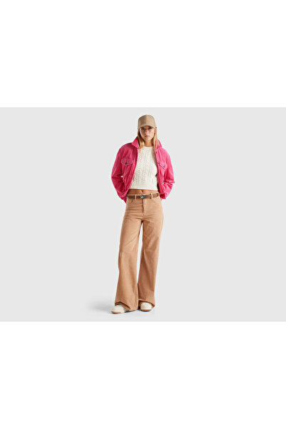 United Colors of Benetton Kadın Taba Pamuk Karışımlı Arkası Logo Etiketli Gen...