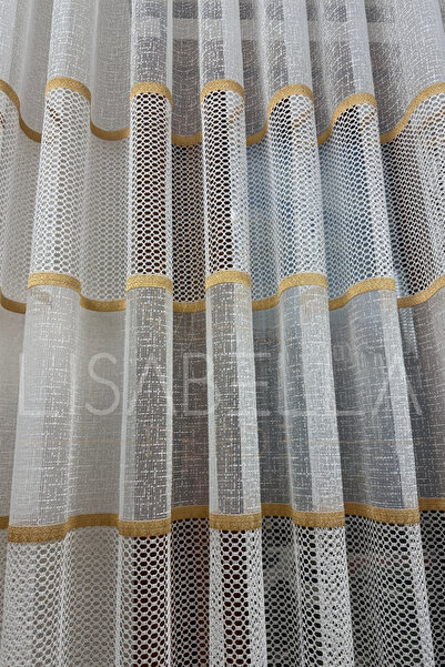 LisabellaHome Aurora Sparkle Gold Tulle Curtain (Extraphore Stitched Without Battern)