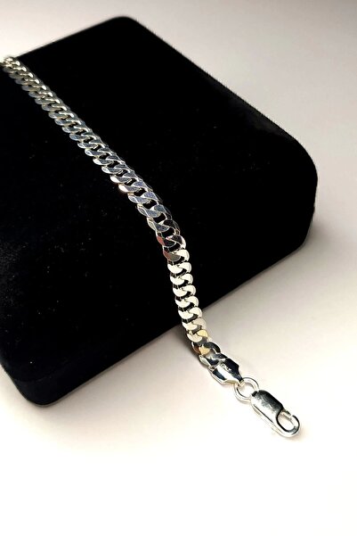 Piraye Silver 925 Ayar Gümüş Italyan Gurmet Bileklik 6 mm Genişlik 21 cm Uzunluk.