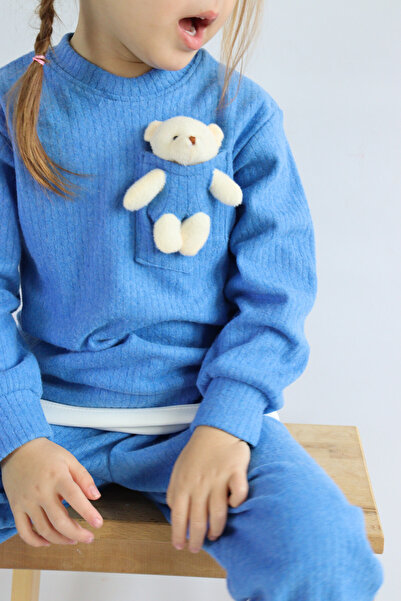Harika KIDS Kız Çocuk Iki Iplik Kumaş Orta Kalınlıkta Tavşan Oyuncaklı Örme Basic Eşofman Takımı