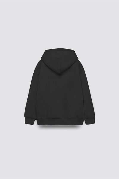 The Champ Clothing Черен детски суитшърт от полар с голям размер - с качулка и джоб тип кенгуру