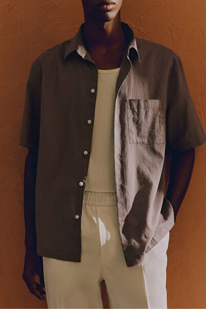 H&M Regular Fit Keten Karışımlı Gömlek