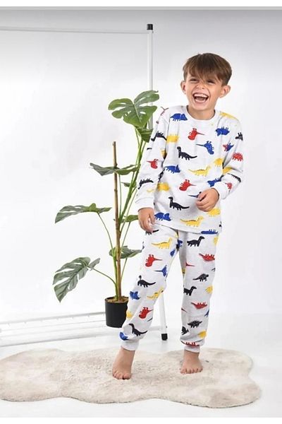 Free Beka Boys' Pattern Pajamas Set Comfortable Anti-Sweat Fabric Self Printed Pajamas Set