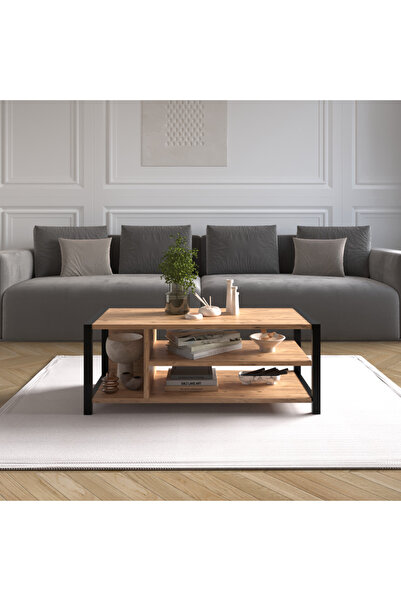 AYMOBSAN Arya Bölmeli Orta Sehpa, Kahve Sehpası, Atlantik Çam