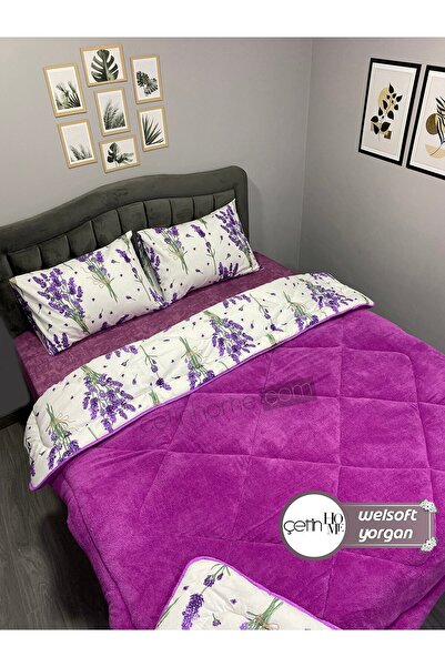 Çetinhome Çetinhome Çift Kişilik Desenli Welsoft Yorgan Seti (Çarşafsız)