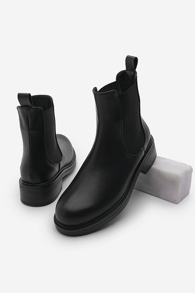Marjin Laporte Black Women's Chelsea Boots - Double Elastic Casual Boots