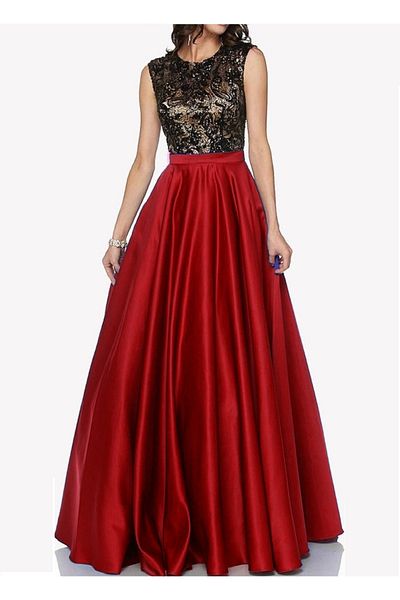 NSMLİFE Women's Long Satin Evening Dress Skirt with Pockets and Dense Kilos Waistband