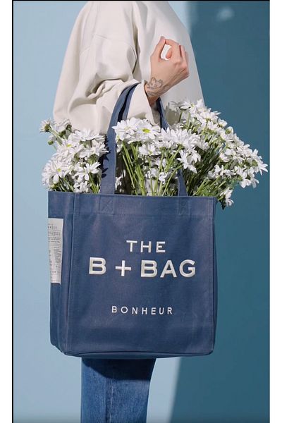 Bonheur Canvas Dark Denim Medium Tote Bag
