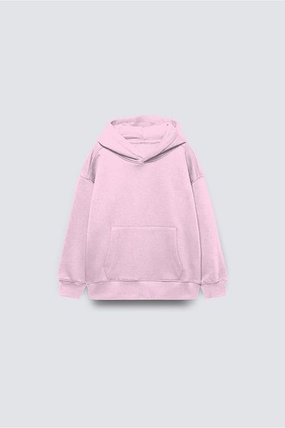 The Champ Clothing Hanorac supradimensionat din fleece roz pentru copii - cu glugă și detaliu de buzunar cangur