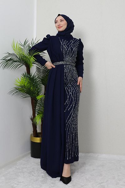 GİZ AGİYİM Φόρεμα Navy Blue Serra Crepe