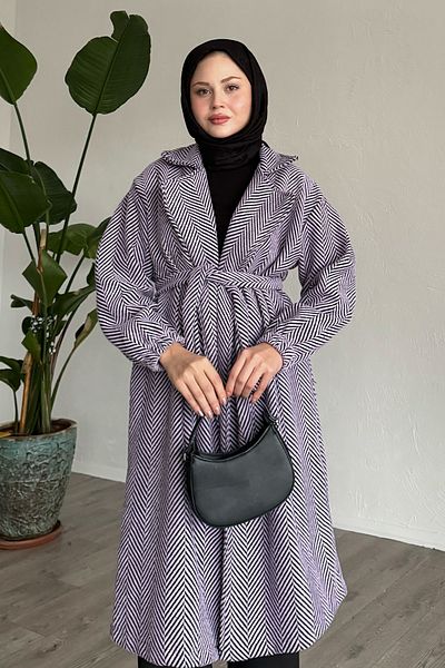 InStyle Herringbone Lilac Cashew Coat