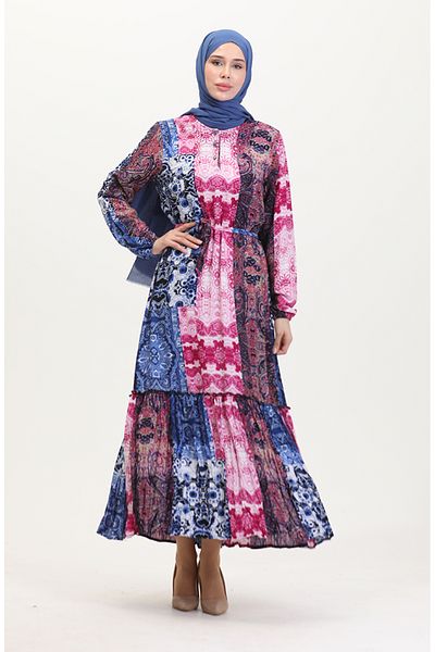 sefamerve Rochie din viscoză cu curea Amelia S-m-l-xl Mărimea 4588AE-01 Albastru cireș