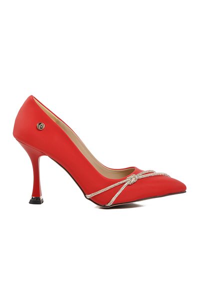 Pierre Cardin Pc-54037 Red Satin Women's Heeled Shoes Wedding Engagement Special Occasion Shoes