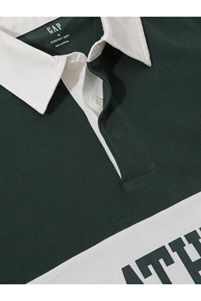 GAP Erkek Koyu Yeşil Logo Polo Yaka Colorblock T-Shirt