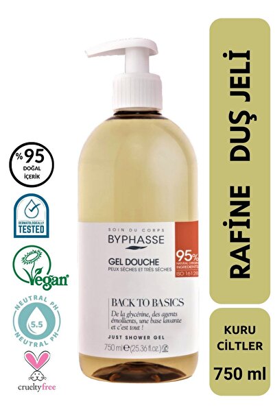 BYPHASSE Back To Basics Rafine Duş Jeli Kuru ve Çok Kuru Cilt Tipleri 750ml