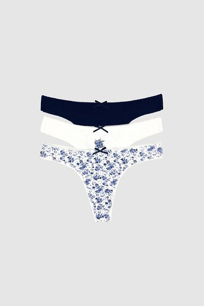 Pierre Cardin Blue Rose 2702 - Pachet economic de 3 chiloți de bază cu model din bumbac