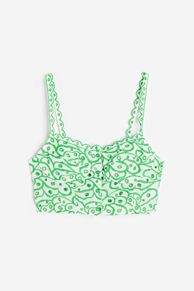 H&M Nakış İşlemeli Kısa Üst