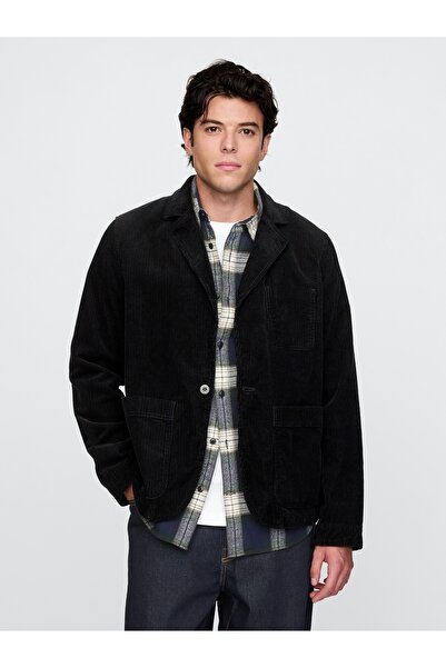 GAP Erkek Siyah Kadife Blazer Ceket