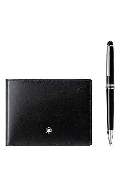 Montblanc 117084 Mont Blanc Meisterstück Platinum Classique Ballpoint Pen And Meisterstück Wallet Set