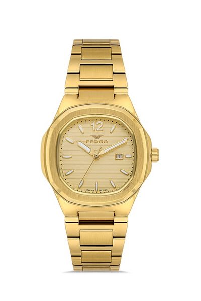 FERRO Quartz Steel Gold Color 24 mm Women's Wrist Watch