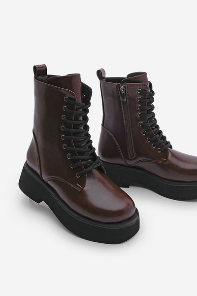 Marjin Claret Red Women's Boots - Thick Sole, Lace-Up and Zippered Linze
