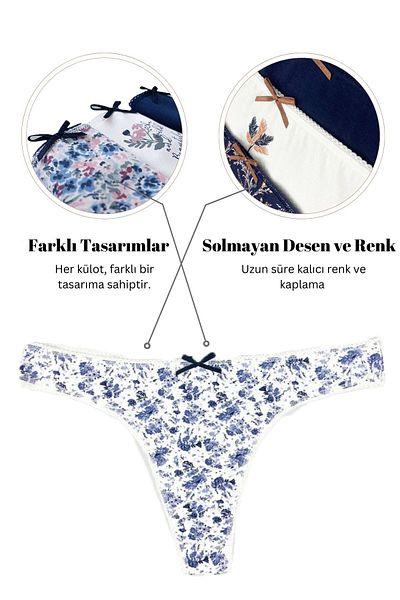 Pierre Cardin Feel 2702 Cotton 3-Piece Economic String Panties - Basic Print and Patterned