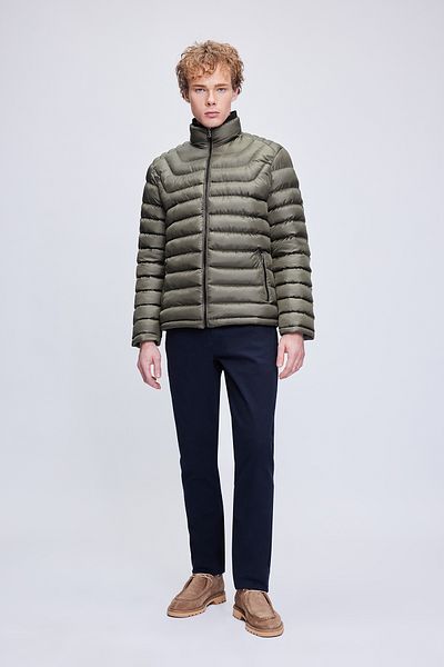 Hatemoğlu Φουσκωτό παλτό με κολάρο Khaki Dynamic Fit