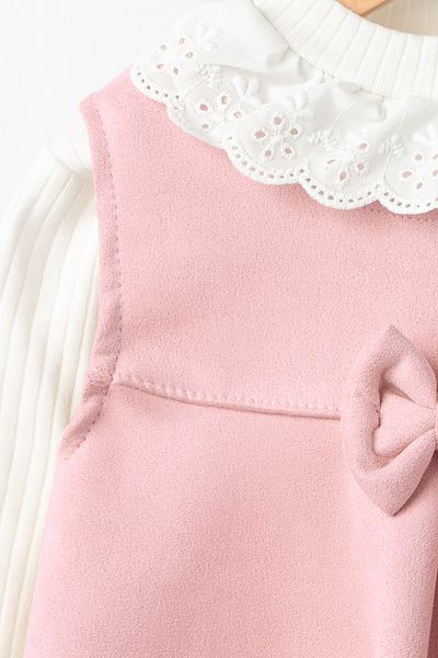 Banamio Josephine Scallop Collar Detailed Nubuck Textured Scuba Fabric Double Set