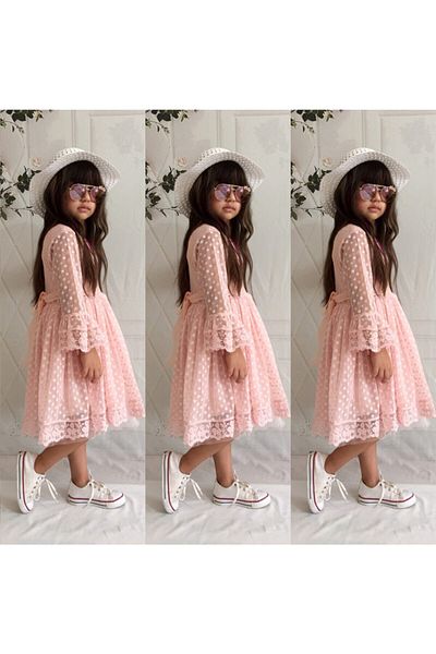 Mixie Girl's Salmon Hat Laced Princess Model Dress