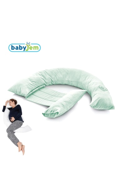 Babyjem وسادة خضراء للحوامل والرضاعة - مع دعم للظهر