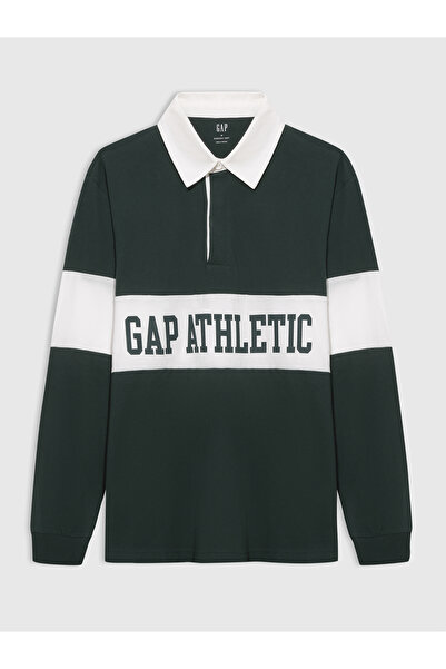 GAP Erkek Koyu Yeşil Logo Polo Yaka Colorblock T-Shirt