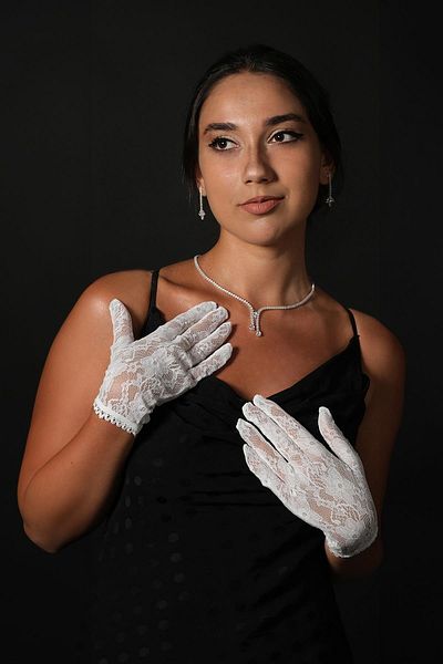 Hobigram White Wrist Length Full Lace Bridal Gloves Wedding Accessory – Party Gloves, Stylish Design – Party E