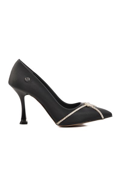 Pierre Cardin Pc-54036 Black Satin Women's Heeled Shoes