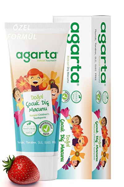 Agarta 3 Adet Doğal Florürsüz Çocuk Diş Macunu Çilekli 75 ml