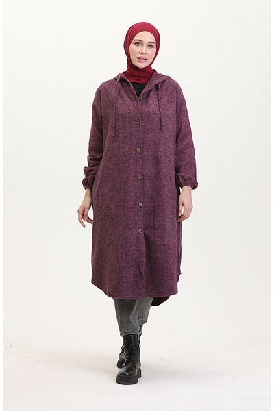 sefamerve 0535-10 Plum Hooded Thin Stamp Cap