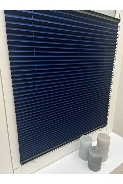 YAZAR HOME Lacivert Plise Katlanır Cam Balkon Perdesi - Ofis Perdesi - Ev Per...
