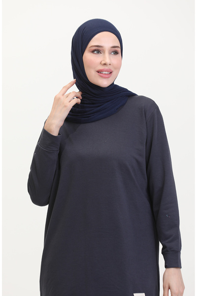 sefamerve Tear detailed sports tunic 0269-10 dark navy blue