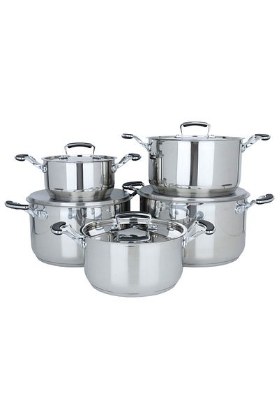 ROCKY Steel Cookware Set With Silicone Handle, 10 Pieces