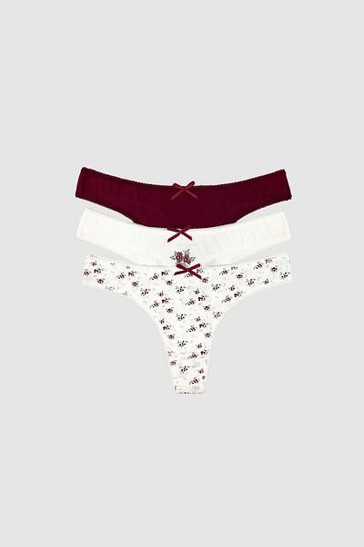 Pierre Cardin Feel 2702 Cotton 3-Piece Economic String Panties - Basic Print and Patterned