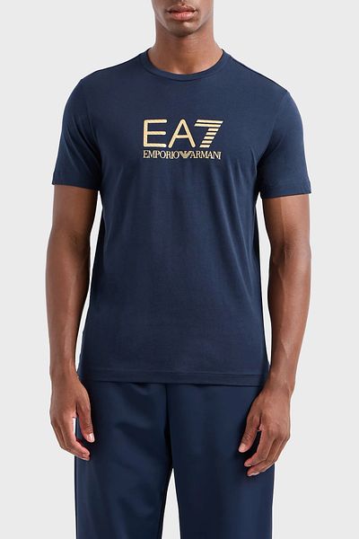 EA7 Ανδρικό μπλουζάκι μπλε - βαμβακερό, κανονική εφαρμογή, κοντό μανίκι 7M 000007   AF10170-UB102