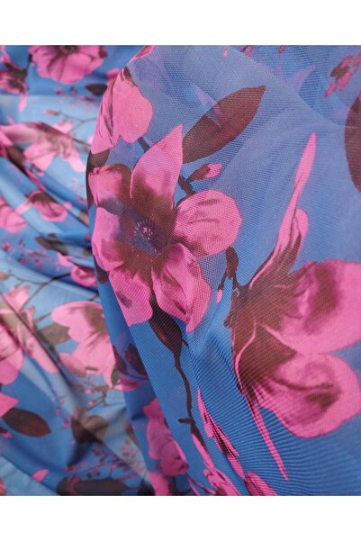 Kumaş Parça Yumuşak File Mavi Fuşya RenklerdeEn: 150 cm