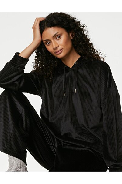 Marks & Spencer Flexifit: Kapüşonlu Kadife Pijama Üstü