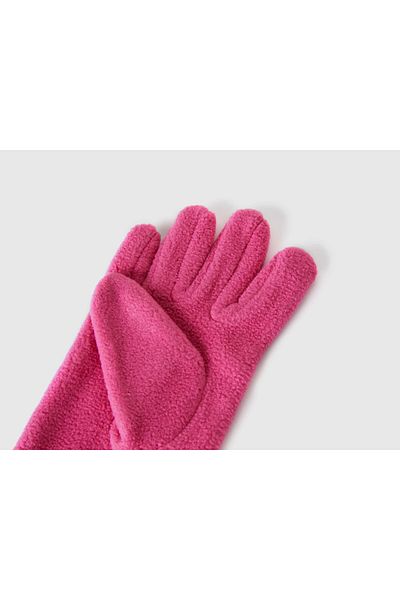 United Colors of Benetton Boy's Pink Logo Embroidered Fleece Gloves