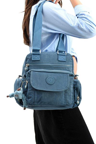 DUOMİNO Turquoise Blue Crinkle Waterproof Women's Shoulder Bag - Sling Bag