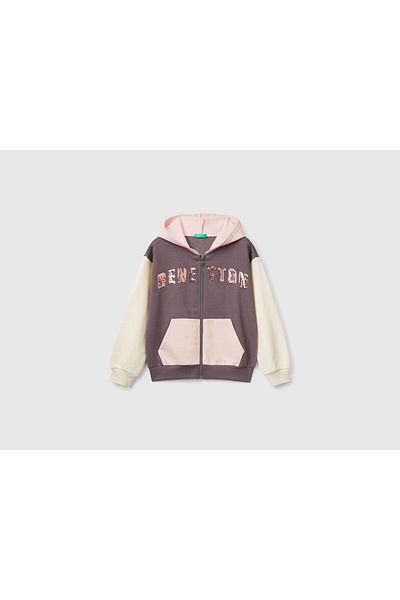 United Colors of Benetton ЯКЕ ЗА Момиче Anthracite Mix W/HOOD L/S