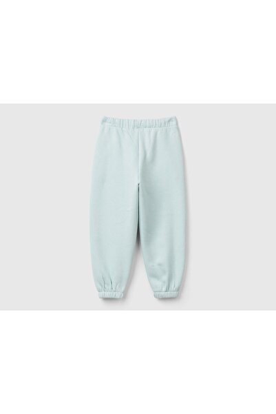United Colors of Benetton Water Green Girls' Sweatpants - Λεπτομέρεια λογότυπου, ελαστική μέση, κορδόνι περίσφιξης