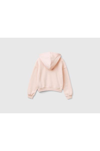 United Colors of Benetton Pulover pentru fete roz pudrat - cu glugă