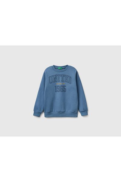 United Colors of Benetton Hanorac cu nervuri imprimat cu logo-ul aviator albastru pentru băiat