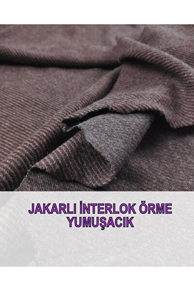 Kumaş Parça 145 см Сірий бордовий колір Хавлі Інтерлок в'язаний