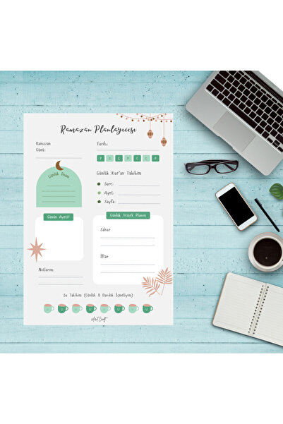 Arilcraft Ramazan Planlayıcı - Günlük Duam -  Kuran Takibi - Yemek Planı A5 Boy